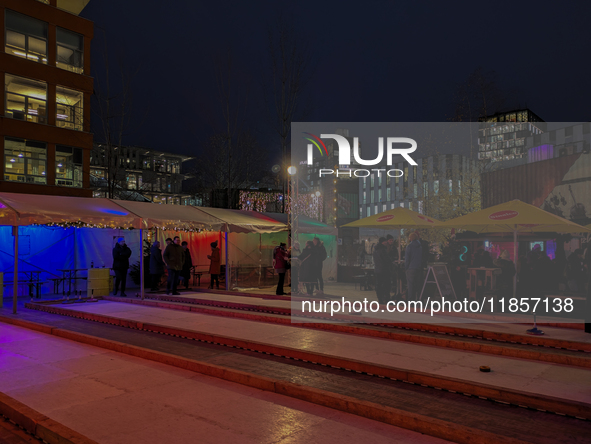 The Christmas market at Werksviertel-Mitte in Munich, Germany, on December 11, 2024, operates from November 14 to December 20, 2024, and off...