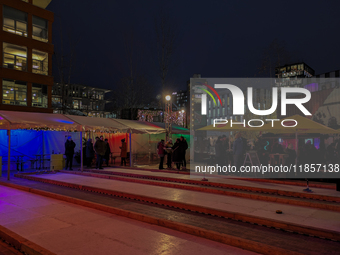 The Christmas market at Werksviertel-Mitte in Munich, Germany, on December 11, 2024, operates from November 14 to December 20, 2024, and off...