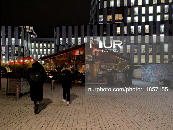 The Christmas market at Werksviertel-Mitte in Munich, Germany, on December 11, 2024, operates from November 14 to December 20, 2024, and off...