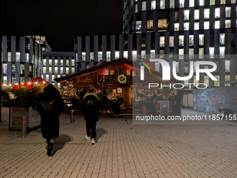 The Christmas market at Werksviertel-Mitte in Munich, Germany, on December 11, 2024, operates from November 14 to December 20, 2024, and off...