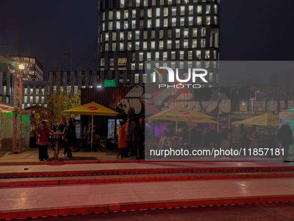 The Christmas market at Werksviertel-Mitte in Munich, Germany, on December 11, 2024, operates from November 14 to December 20, 2024, and off...