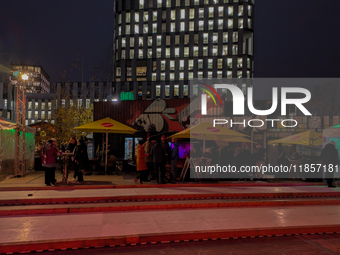 The Christmas market at Werksviertel-Mitte in Munich, Germany, on December 11, 2024, operates from November 14 to December 20, 2024, and off...