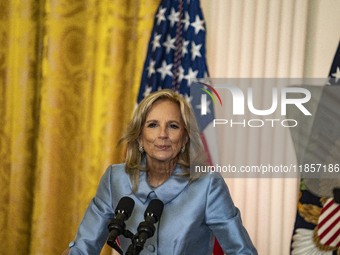 President Joe Biden and First Lady Jill Biden make remarks at the first-ever White House Conference on Women's Health Research in Washington...