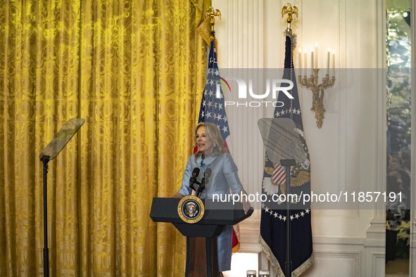 President Joe Biden and First Lady Jill Biden make remarks at the first-ever White House Conference on Women's Health Research in Washington...