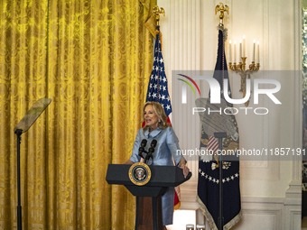 President Joe Biden and First Lady Jill Biden make remarks at the first-ever White House Conference on Women's Health Research in Washington...