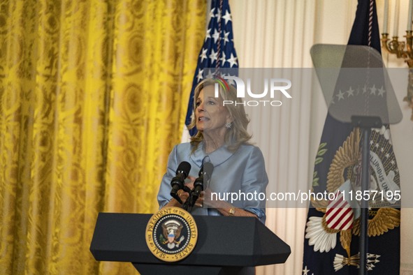 President Joe Biden and First Lady Jill Biden make remarks at the first-ever White House Conference on Women's Health Research in Washington...