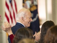 President Joe Biden and First Lady Jill Biden make remarks at the first-ever White House Conference on Women's Health Research in Washington...