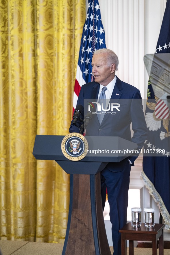 President Joe Biden and First Lady Jill Biden make remarks at the first-ever White House Conference on Women's Health Research in Washington...