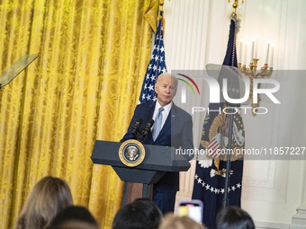 President Joe Biden and First Lady Jill Biden make remarks at the first-ever White House Conference on Women's Health Research in Washington...