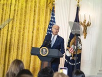 President Joe Biden and First Lady Jill Biden make remarks at the first-ever White House Conference on Women's Health Research in Washington...