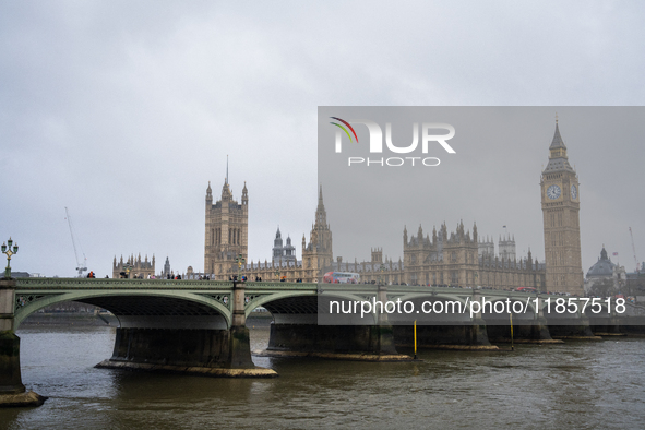 A view of Westminster Bridge and Big Ben, in London, United Kingdom, on December 7, 2024 