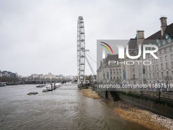 The Thames River with the London Eye in the background, in London, United Kingdom, on December 7, 2024. (