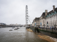 The Thames River with the London Eye in the background, in London, United Kingdom, on December 7, 2024. (