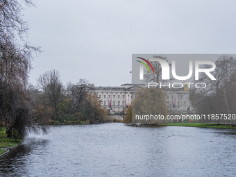 A view of Buckingham Palace from St. James's Park, in London, United Kingdom, on December 7, 2024 (