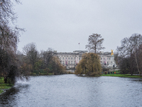 A view of Buckingham Palace from St. James's Park, in London, United Kingdom, on December 7, 2024 (