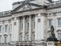 Visitors gather outside Buckingham Palace, in London, United Kingdom, on December 7, 2024. (