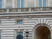 A royal guard stands at his post outside Buckingham Palace, in London, United Kingdom, on December 7, 2024. (