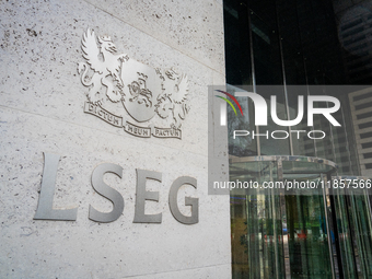 The entrance of the London Stock Exchange Group (LSEG) building, in London, United Kingdom, on December 8, 2024 (