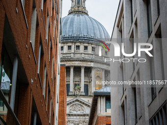 A view of St. Paul's Cathedral framed by modern buildings, in London, United Kingdom, on December 8, 2024 (