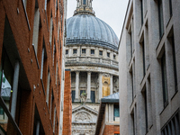 A view of St. Paul's Cathedral framed by modern buildings, in London, United Kingdom, on December 8, 2024 (