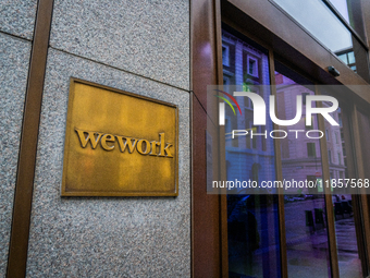 The entrance to a WeWork building, in London, United Kingdom, on December 8, 2024 (