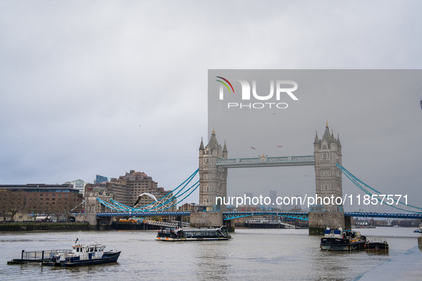 A view of Tower Bridge in London, United Kingdom, on December 8, 2024. 