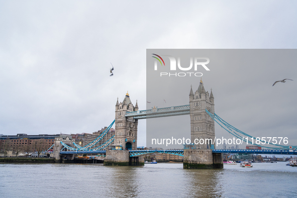 A view of Tower Bridge in London, United Kingdom, on December 8, 2024. 