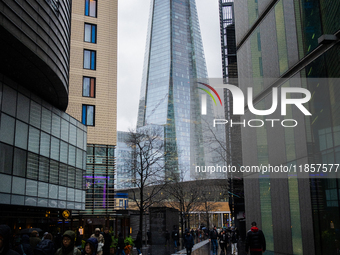 A view of The Shard from the street level, in London, United Kingdom, on December 8, 2024. (