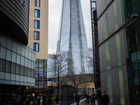 A view of The Shard from the street level, in London, United Kingdom, on December 8, 2024. (