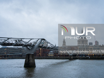 A view of Millennium Bridge leading to St. Paul's Cathedral, in London, United Kingdom, on December 8, 2024 (