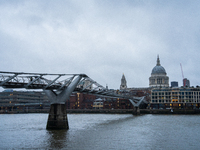 A view of Millennium Bridge leading to St. Paul's Cathedral, in London, United Kingdom, on December 8, 2024 (