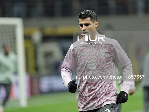 Alvaro Morata participates in the Champions League 2024-2025 match between Milan and Stella Rossa Belgrado in Milano, on December 11, 2024. 