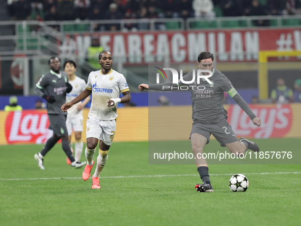 Davide Calabria participates in the Champions League 2024-2025 match between Milan and Stella Rossa Belgrado in Milano, Italy, on December 1...