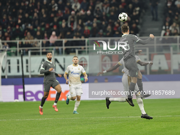 Matteo Gabbia participates in the Champions League 2024-2025 match between Milan and Stella Rossa Belgrado in Milano, Italy, on December 11,...