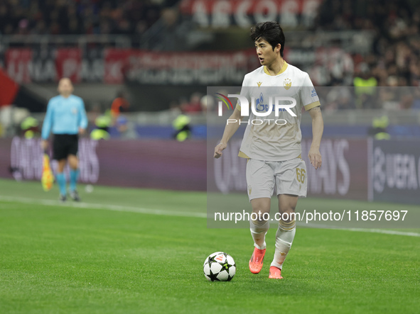 Young-woo Seol participates in the Champions League 2024-2025 match between Milan and Stella Rossa Belgrado in Milano, Italy, on December 11...