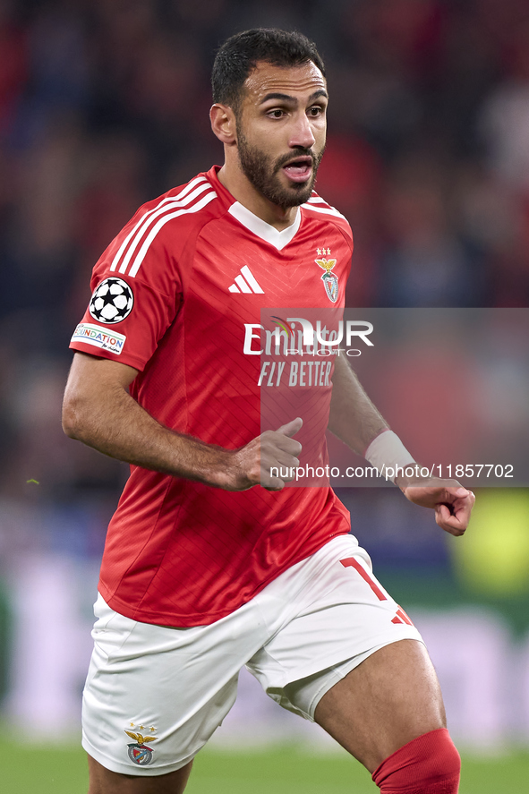 Vangelis Pavlidis of SL Benfica is in action during the UEFA Champions League match between SL Benfica and Bologna FC 1909 at Estadio Da Luz...