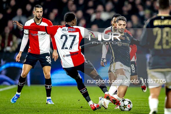 Feyenoord Rotterdam midfielder Antoni Milambo and Sparta Praha forward Albion Rrahmani play during the match between Feyenoord and Sparta Pr...