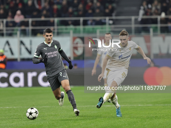 Timi Max Elsnik participates in the Champions League 2024-2025 match between Milan and Stella Rossa Belgrado in Milano, Italy, on December 1...