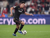 Nikola Moro of Bologna Football Club 1909 plays during the UEFA Champions League match between SL Benfica and Bologna FC 1909 at Estadio Da...