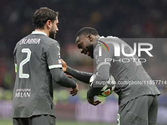 Davide Calabria and Youssouf Fofana participate in the Champions League 2024-2025 match between Milan and Stella Rossa Belgrado in Milano, I...