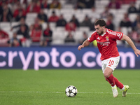 Orkun Kokcu of SL Benfica plays during the UEFA Champions League match between SL Benfica and Bologna FC 1909 at Estadio Da Luz in Lisbon, P...