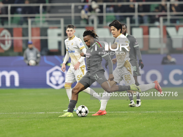 Samuel Chukwueze participates in the Champions League 2024-2025 match between Milan and Stella Rossa Belgrado in Milano, Italy, on December...