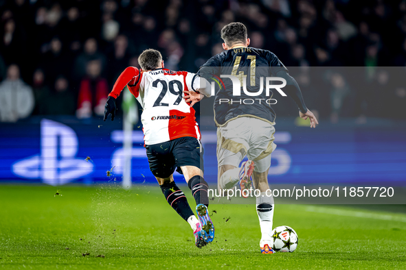 Feyenoord Rotterdam forward Santiago Gimenez and Sparta Praha defender Martin Vitik play during the match between Feyenoord and Sparta Praha...