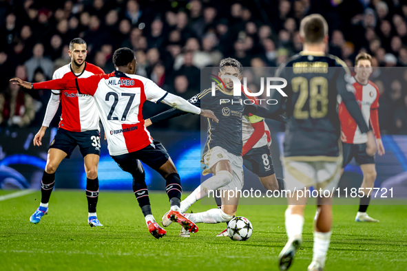 Feyenoord Rotterdam midfielder Antoni Milambo and Sparta Praha forward Albion Rrahmani play during the match between Feyenoord and Sparta Pr...