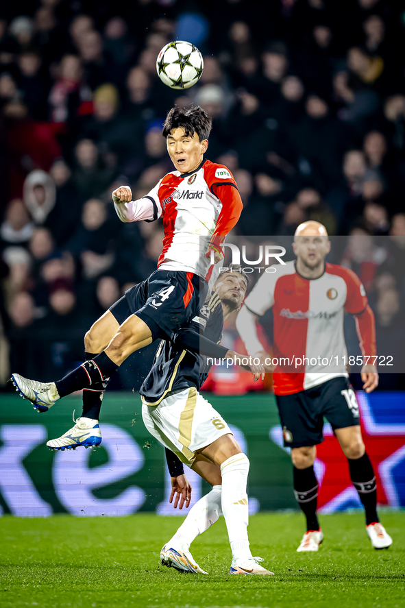 Feyenoord Rotterdam midfielder Inbeom Hwang participates in the match between Feyenoord and Sparta Praha at Stadium De Kuip for the Champion...