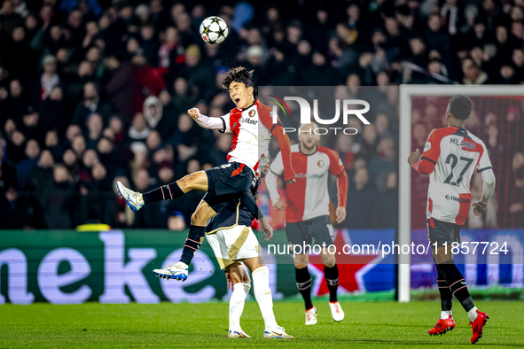 Feyenoord Rotterdam midfielder Inbeom Hwang participates in the match between Feyenoord and Sparta Praha at Stadium De Kuip for the Champion...