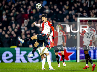 Feyenoord Rotterdam midfielder Inbeom Hwang participates in the match between Feyenoord and Sparta Praha at Stadium De Kuip for the Champion...