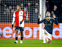 Sparta Praha forward Albion Rrahmani celebrates the goal during the match between Feyenoord and Sparta Praha at Stadium De Kuip for the Cham...