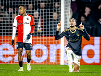 Sparta Praha forward Albion Rrahmani celebrates the goal during the match between Feyenoord and Sparta Praha at Stadium De Kuip for the Cham...