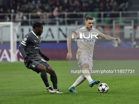 Timi Max Elsnik participates in the Champions League 2024-2025 match between Milan and Stella Rossa Belgrado in Milano, Italy, on December 1...